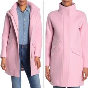 Pink J. Crew Cocoon coat in Italian stadium-cloth wool blend